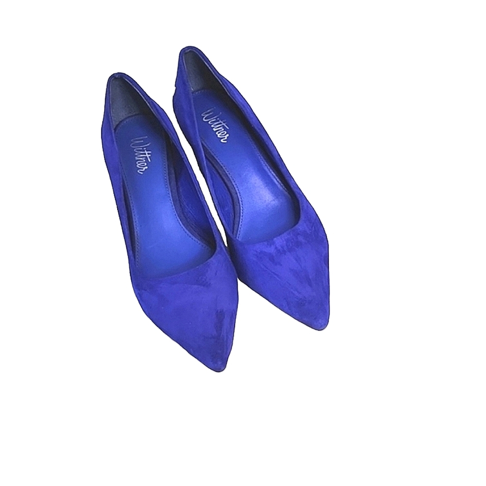 Wittner shoes suede block heels in indigo blue size 6 - Picture 1 of 5
